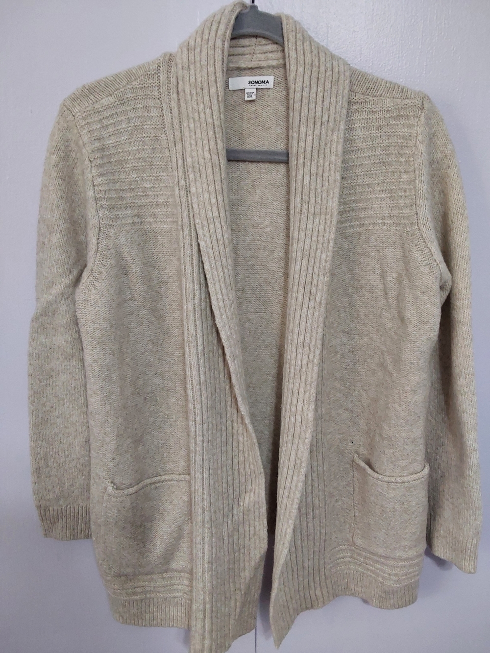 Sonoma Cream Open-Front Shawl Collar Cardigan